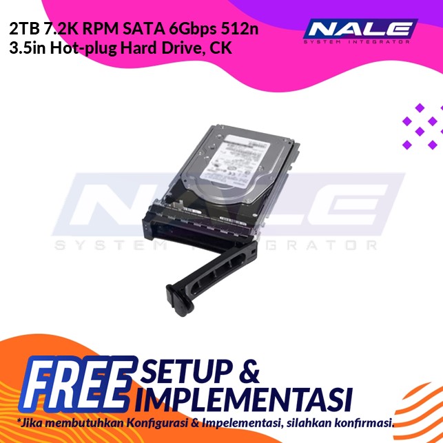 Slide1 2TB 7.2K RPM SATA 6Gbps 512n 3.5in Hot-plug Hard Drive, CK (400-AUWQ) - Gambar 1